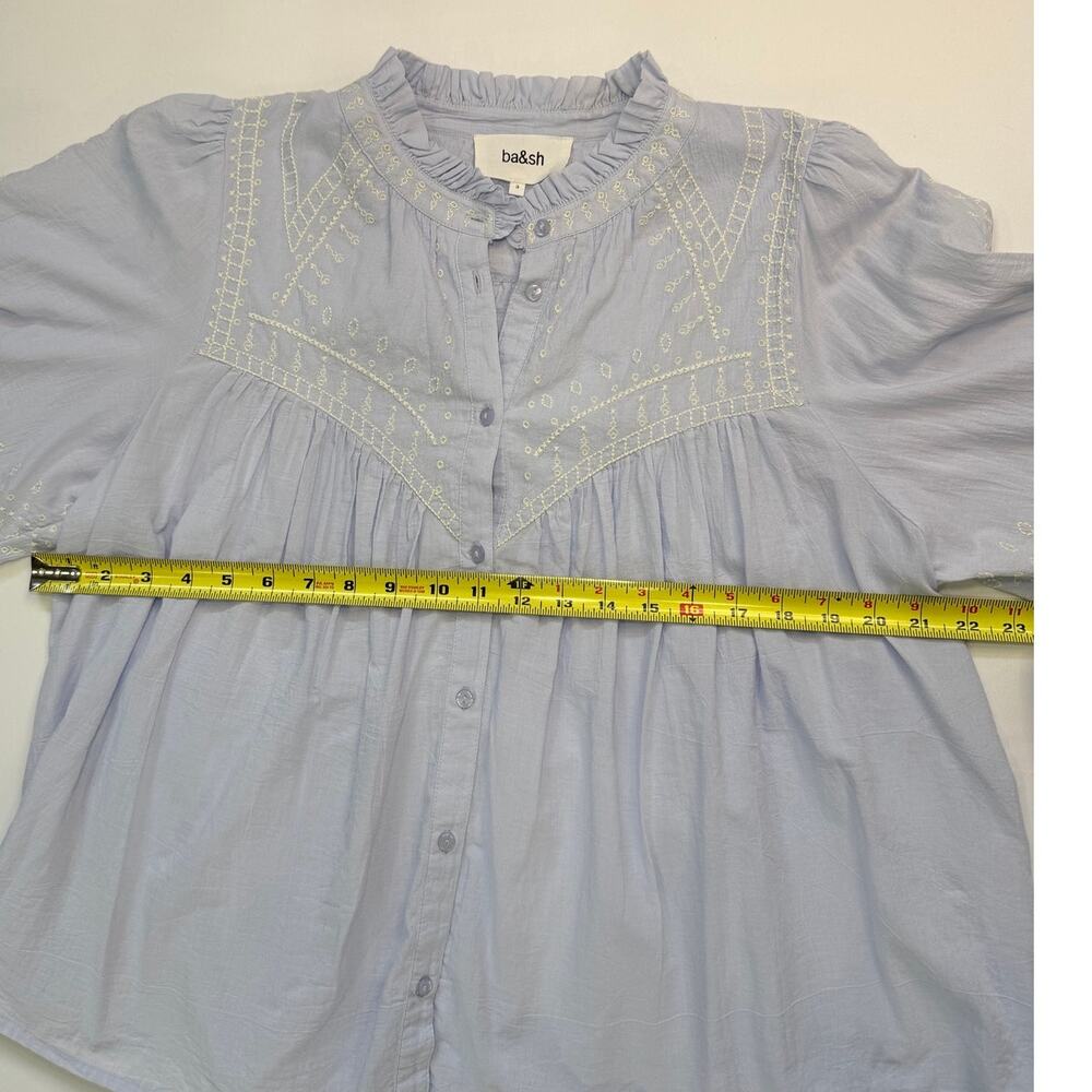 ba&sh Jaky Embroidered Blouse Blue and White | Boho Romantic French Style Size 3 - Picture 14 of 14
